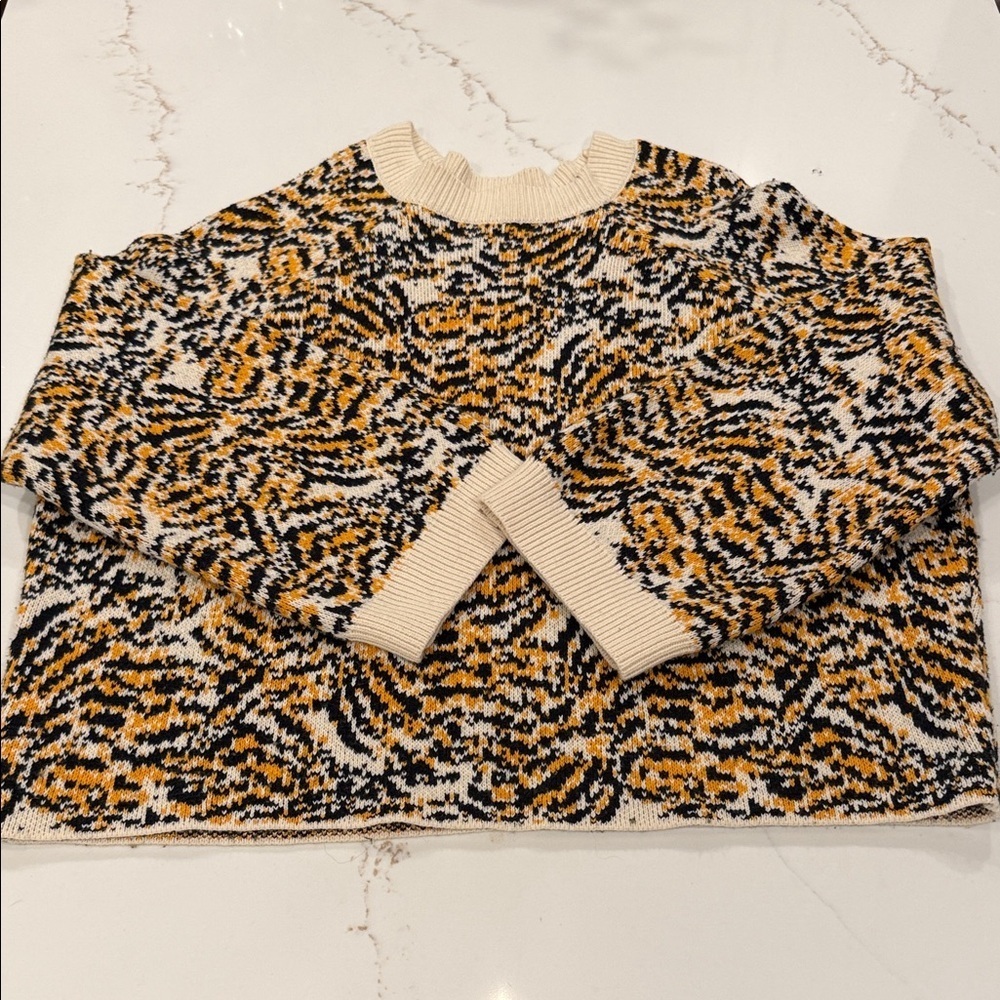 Rachel Comey for Target Cream and Black Patterned Sweater 2X